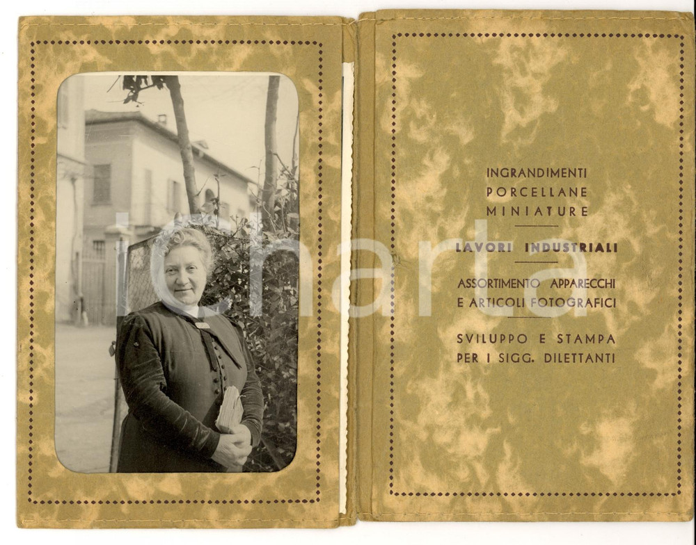 Fotografia d epoca originale 1930 ca MEDA MB Ritratto di anziana signora Foto Cesare FRIGERIO 1