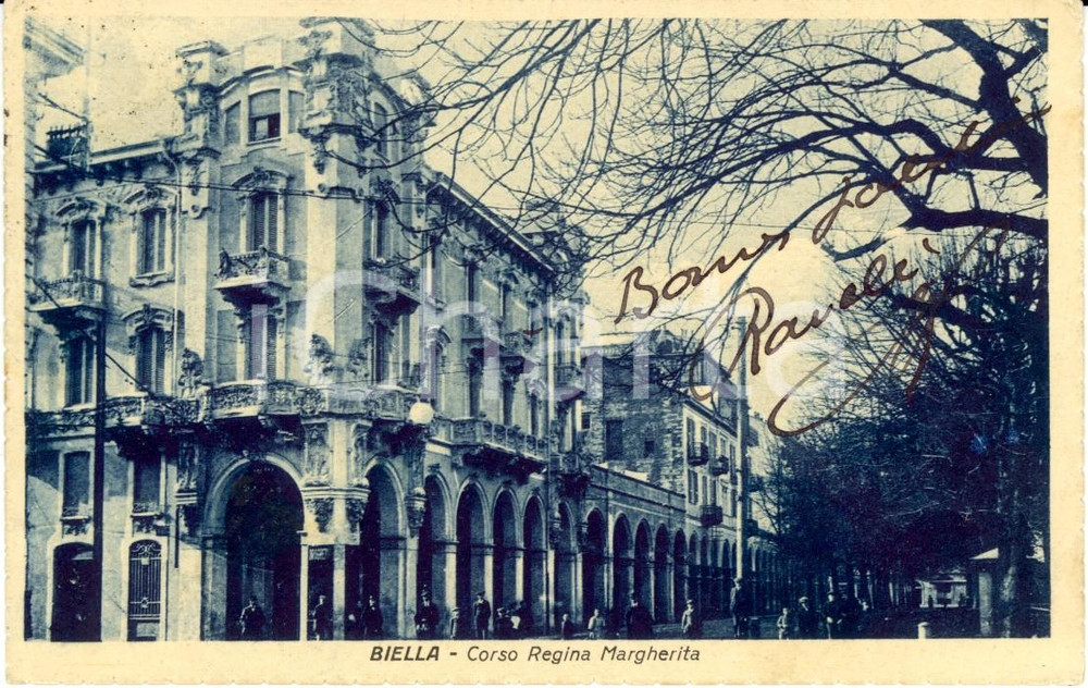 Cartolina originale da collezione 1925 ca BIELLA Veduta di corso regina MARGHERITA con passanti Cartolina FP VG 1