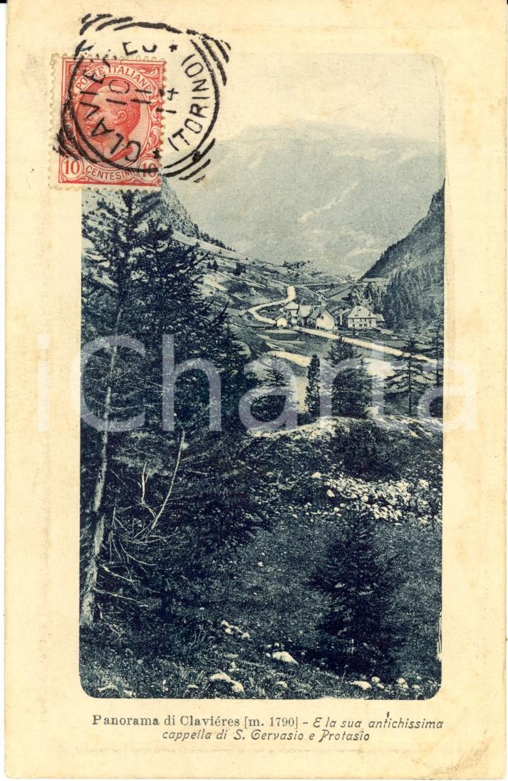 Cartolina originale da collezione 1914 CLAVIERE TO Veduta panoramica dell abitato dall alto Cartolina FP VG 1