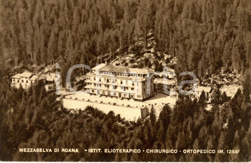 Cartolina originale da collezione 1951 ROANA VI Veduta aerea dell istituto elioterapico di MEZZASELVA FP VG 1