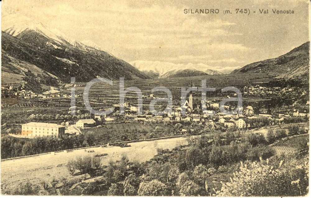 Cartolina originale da collezione 1935 SILANDRO / SCHLANDERS BZ VAL VENOSTA Veduta panoramica del paese FP VG 1