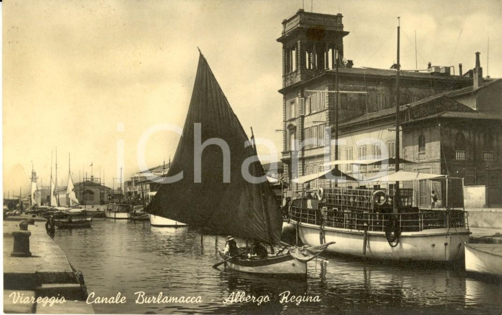 Cartolina originale da collezione 1943 VIAREGGIO LU Veduta del Canale BURLAMACCA con albergo REGINA FP VG 1