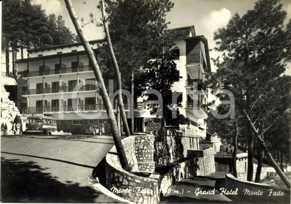 Cartolina originale da collezione 1956 CASTELLAMMARE DI STABIA (NA) Il grand hotel Monte FAITO *ANIMATA FG VG 1