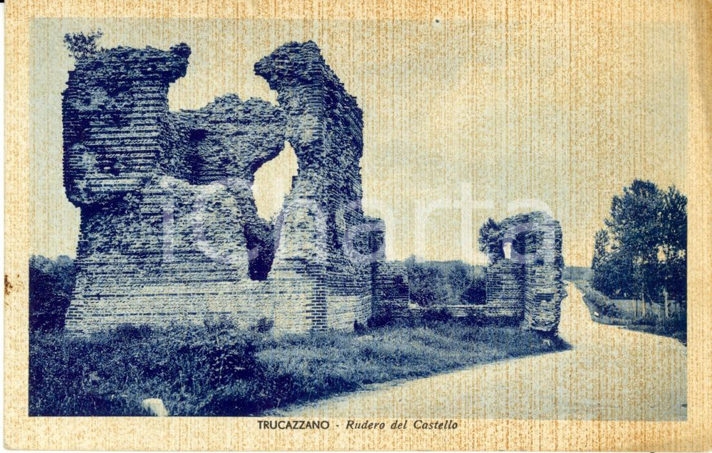 Cartolina originale da collezione 1948 TRUCAZZANO (MI) Veduta dei ruderi del castello *Cartolina postale FP VG 1