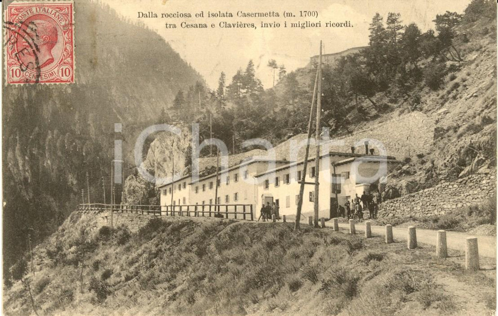 Cartolina originale da collezione 1911 CLAVIERES (TO) Veduta della Casermetta parte dello Sbarramento *FP VG 1