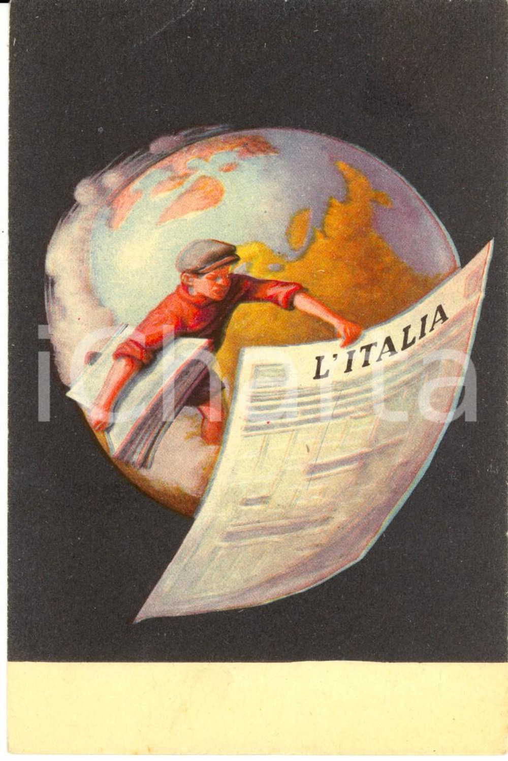 Cartolina originale da collezione 1930 ca MILANO Quotidiano L'ITALIA *Cartolina pubblicitaria ILLUSTRATA FG NV 1