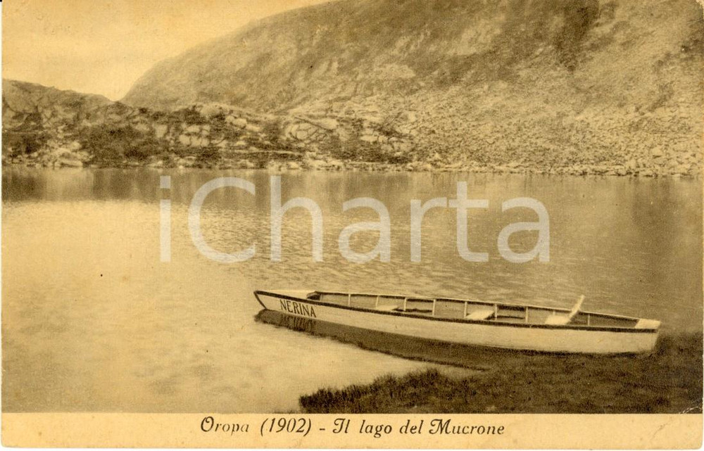 Cartolina originale da collezione 1954 OROPA BI Barca NERINA sul Lago del MUCRONE Cartolina postale FP VG 1