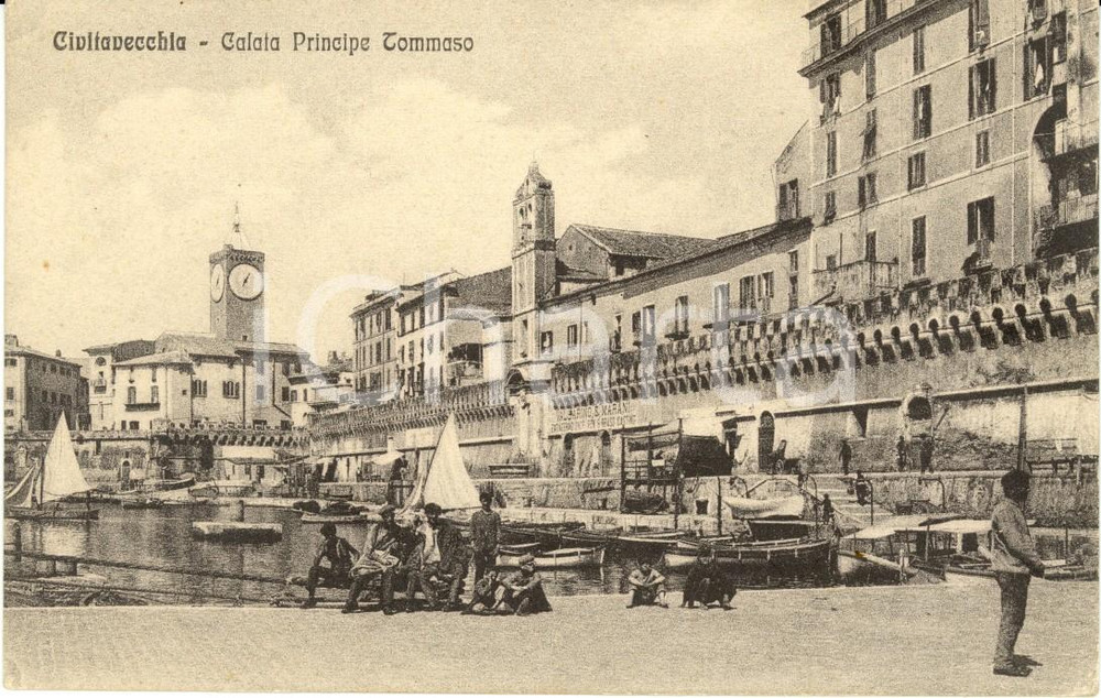 Cartolina originale da collezione 1920 ca CIVITAVECCHIA (RM) Calata Principe TOMMASO *ANIMATA VALLARINI & MARANI 1