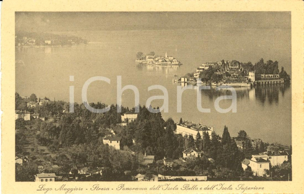 Cartolina originale da collezione 1930 ca STRESA VB LAGO MAGGIORE Panorama delle isole BELLA e SUPERIORE FP NV 1