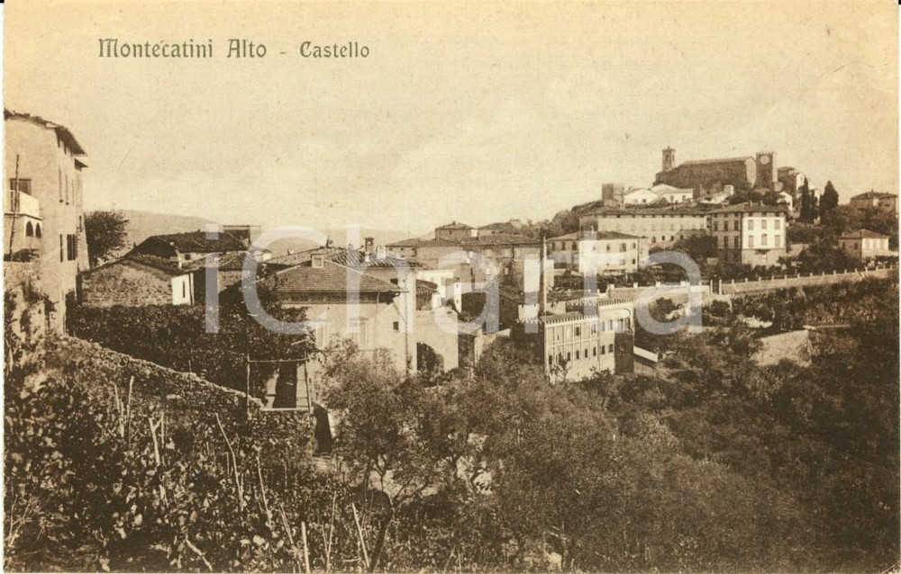 Cartolina originale da collezione 1920 ca MONTECATINI TERME PT Il castello della frazione MONTECATINI ALTO FP NV 1