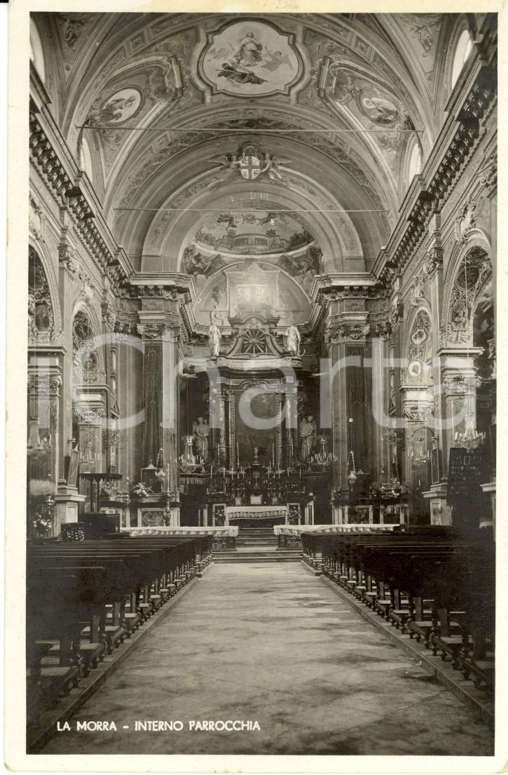 Cartolina originale da collezione 1930 ca LA MORRA CN Interno della chiesa parrocchiale di San MARTINO FP NV 1