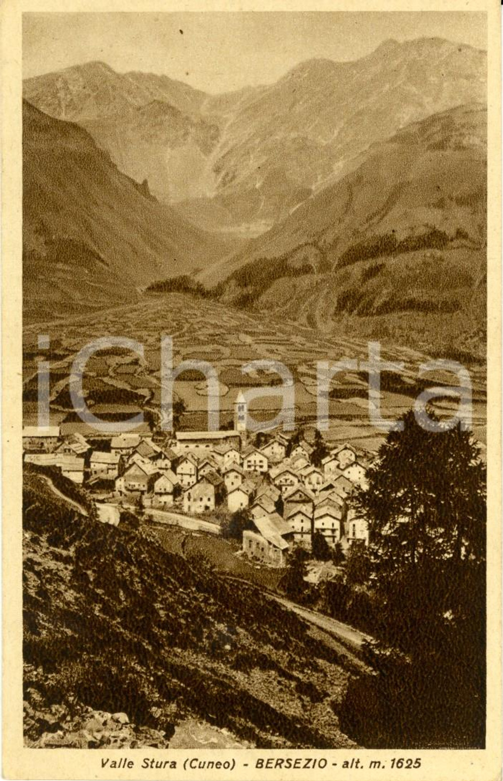 Cartolina originale da collezione 1930 ca ARGENTERA (CN) VALLE STURA Veduta panoramica della frazione BERSEZIO *FP 1