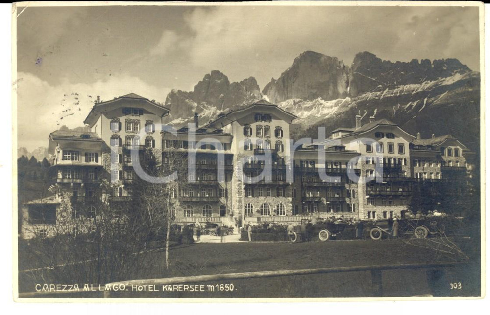 Cartolina originale da collezione 1923 CAREZZA AL LAGO (BZ) Hotel Karersee *Cartolina a Mariuka COSTESCU FP VG 1