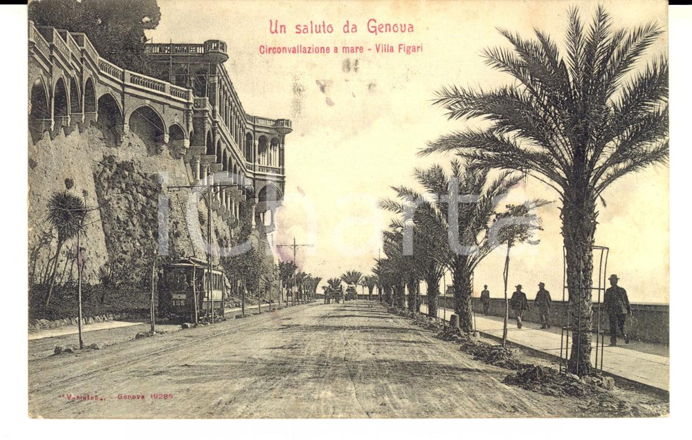 Cartolina originale da collezione 1905 GENOVA Villa FIGARI Animata Cartolina a Maria DE CAPITANI D ARZAGO DOZZIO 1