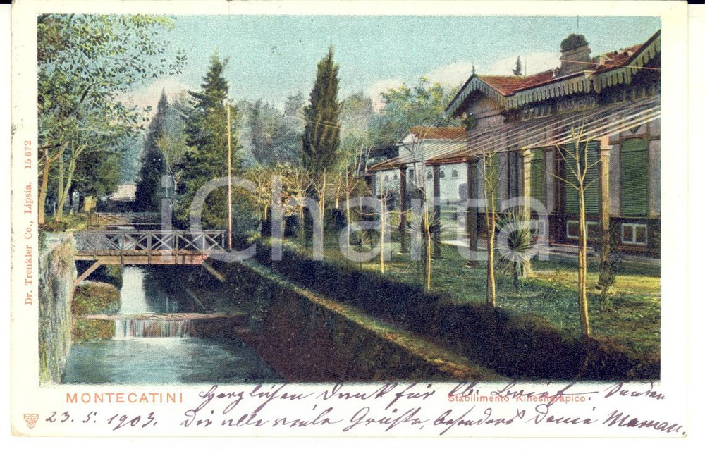 Autografo originale 1903 MONTECATINI Stabilimento Kinesiterapico Cartolina baronessa BECK PECCOZ 1