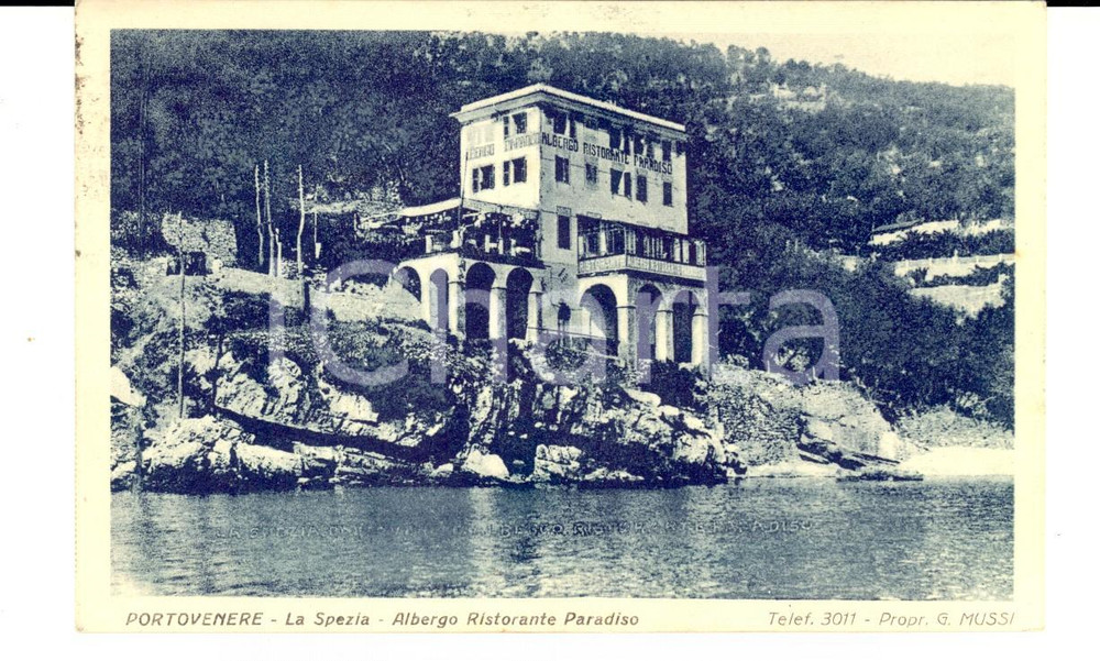 Cartolina originale da collezione 1933 PORTOVENERE Albergo Ristorante Paradiso *Cartolina ad Aldo DE PAULIS FEDELE 1
