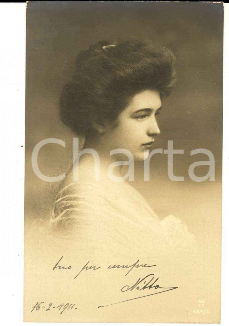 Cartolina originale da collezione 1911 COSTUME Giovane donna con velo bianco Cartolina VINTAGE ing. BONELLI 1