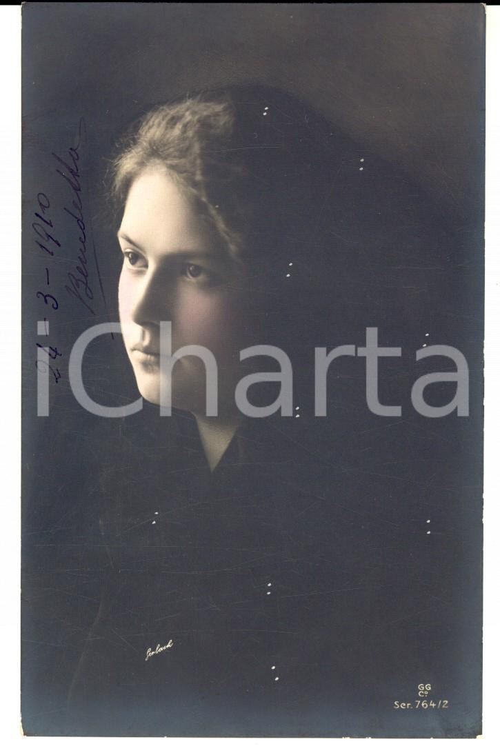 Cartolina originale da collezione 1910 COSTUME Ritratto di donna con velo nero Cartolina VINTAGE ing. BONELLI 1