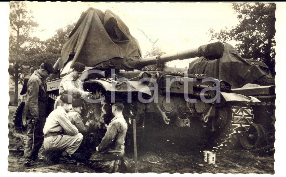 Cartolina originale da collezione 1960 ca ARMEE BELGE RÃ©paration de char  *Carte postale 1
