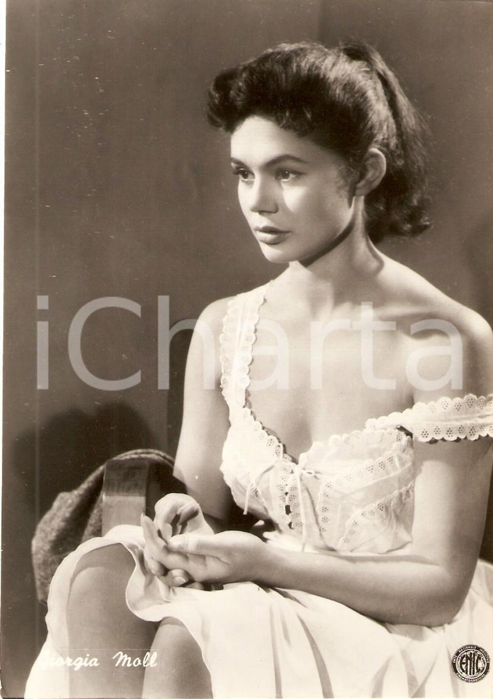 Cartolina originale da collezione 1950 ca CINEMA Attrice Giorgia MOLL indossa vestaglia *Cartolina FG NV 1