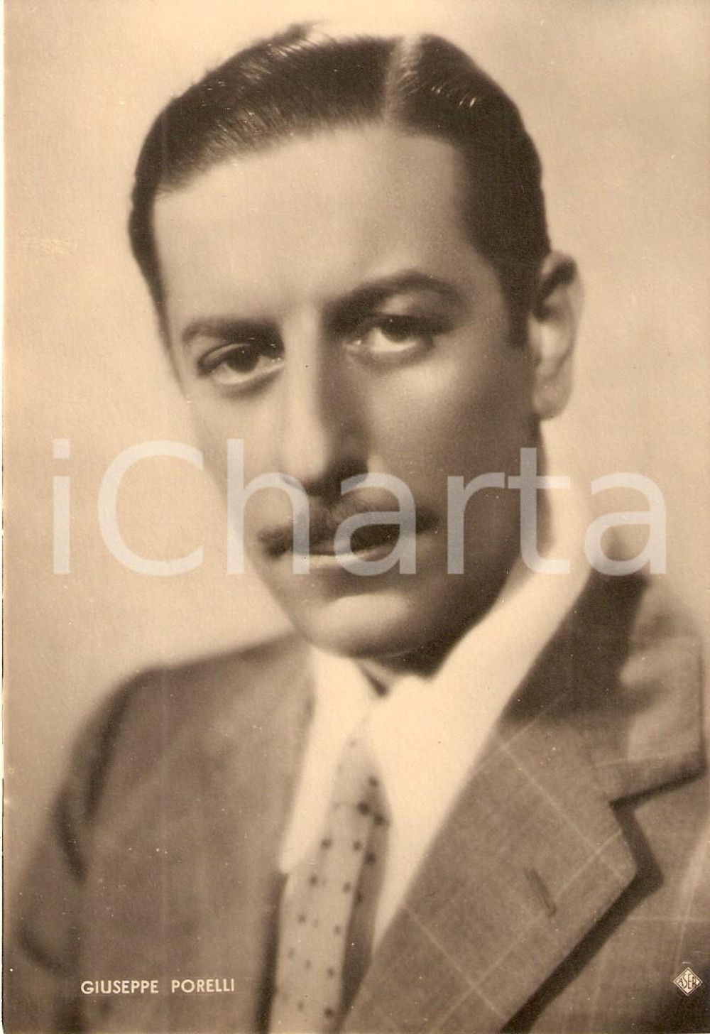 Cartolina originale da collezione 1945 ca CINEMA Attore Giuseppe PORELLI Ritratto *Fotografia seriale ASER 1