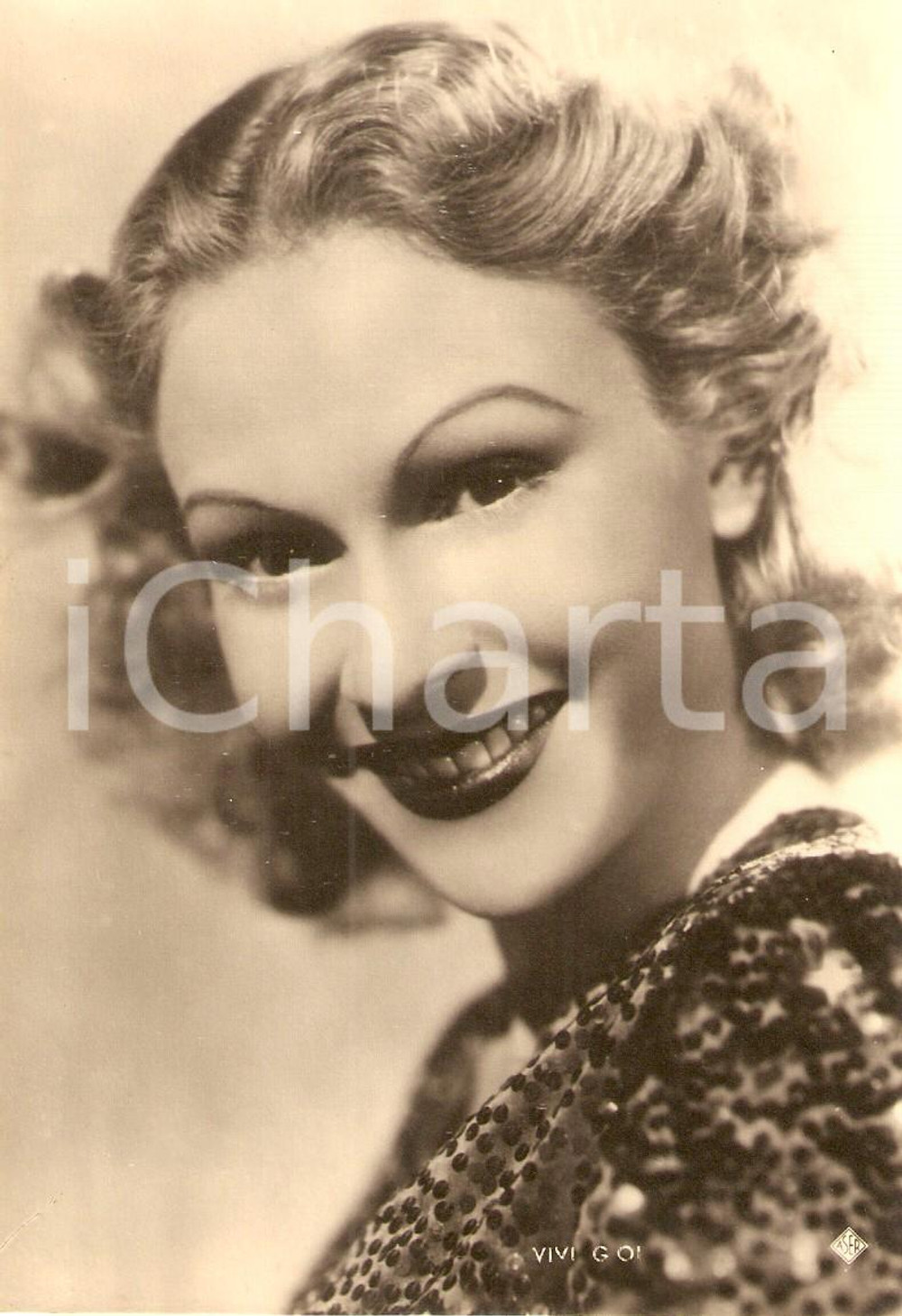 Cartolina originale da collezione 1945 ca CINEMA Attrice Vivi GIOI Ritratto Fotografia seriale ASER 1