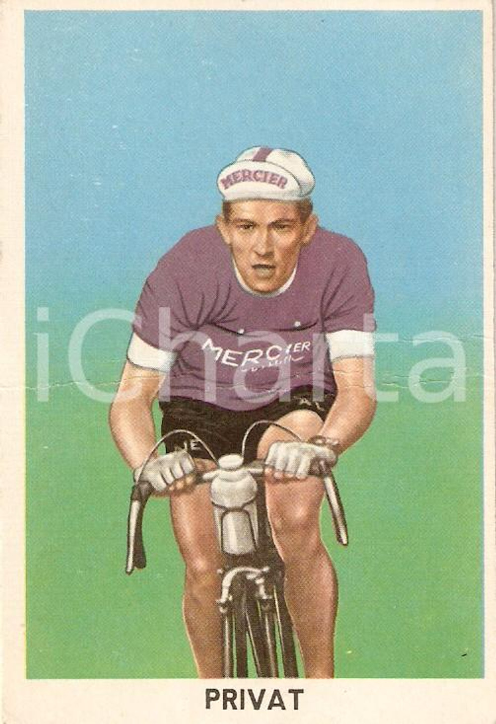 Oggetto da collezione cartaceo 1960 IL CICLISMO RenÃ¨ PRIVAT *Figurina cartonata SIDAM DANNEGGIATA 1