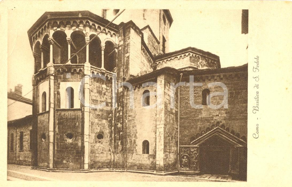 Cartolina originale da collezione 1915 ca COMO Veduta della BASILICA DI SAN FEDELE *Cartolina postale FP NV 1