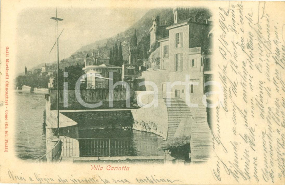 Cartolina originale da collezione 1903 COMO Veduta di Villa CARLOTTA Cartolina postale FP VG 1