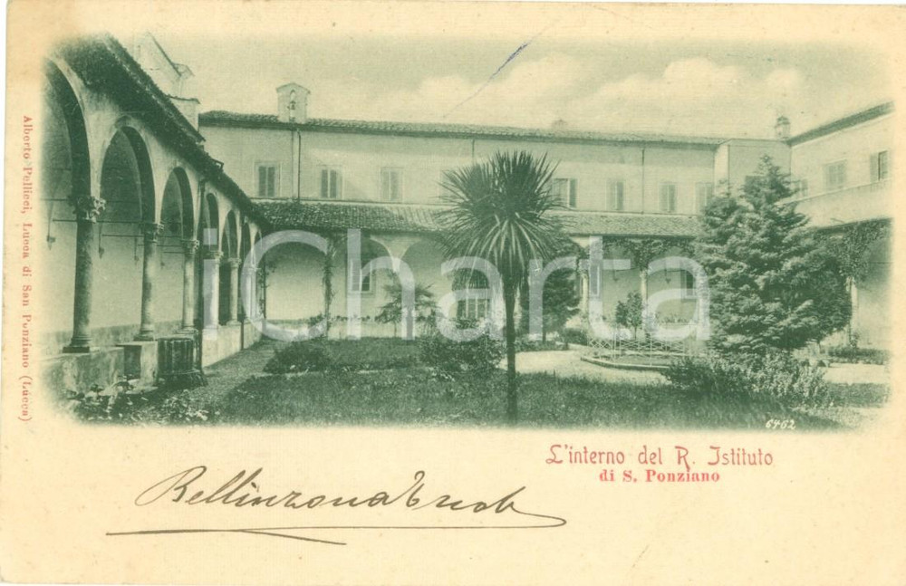 Cartolina originale da collezione 1910 ca LUCCA Chiostro del R. Istituto di SAN PONZIANO Cartolina FP VG 1