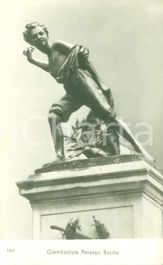 Cartolina originale da collezione 1937 GENOVA PORTORIA Statua di Giambattista PERASSO detto il BALILLA Cartolina 1