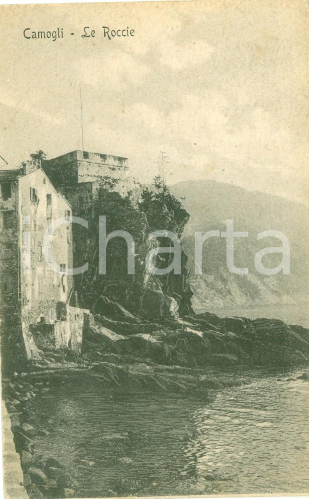 Cartolina originale da collezione 1911 CAMOGLI (GE) Le case sulle Rocce *Cartolina postale FP VG 1