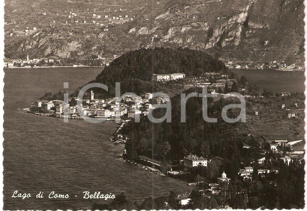 Cartolina originale da collezione 1950 ca BELLAGIO Panorama con LAGO DI COMO Cartolina FG NV 1
