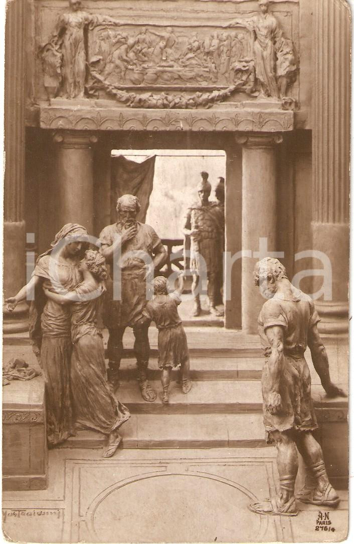 Cartolina originale da collezione 1913 QUO VADIS Ligia lascia casa Aulo Scultura Domenico MASTROIANNI Cartolina 1