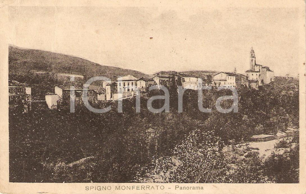 Cartolina originale da collezione 1940 SPIGNO MONFERRATO (AL) Panorama del paese *Cartolina FP NV 1
