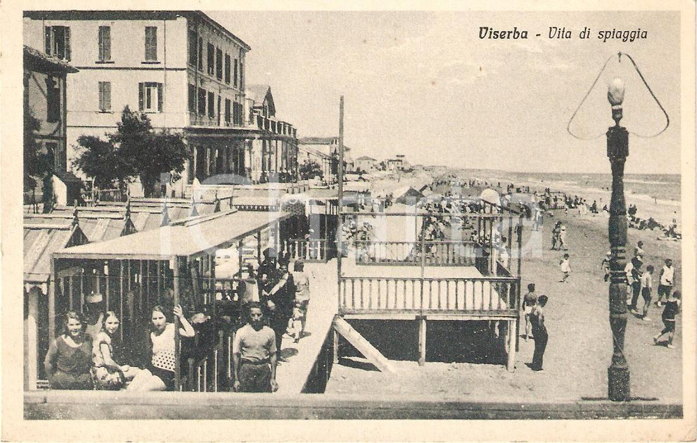 Cartolina originale da collezione 1931 VISERBA DI RIMINI Vita da spiaggia Cartolina ANIMATA FP VG 1