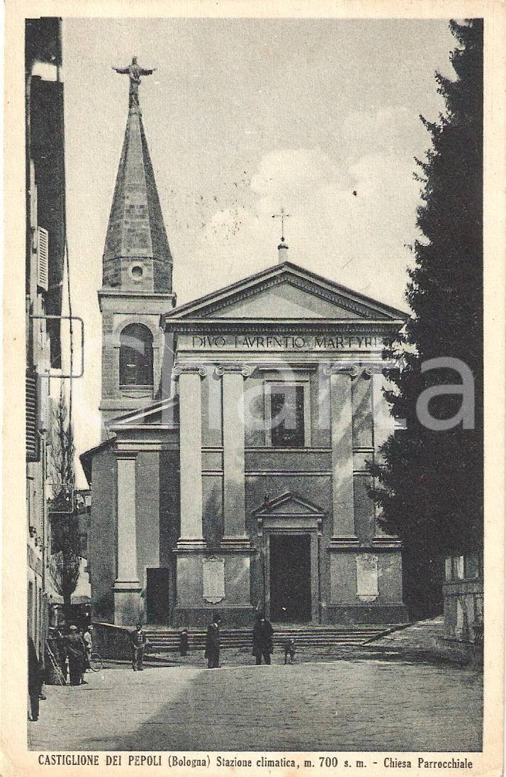 Cartolina originale da collezione 1940 CASTIGLIONE DEI PEPOLI BO Chiesa di SAN LORENZO Cartolina ANIMATA FP VG 1