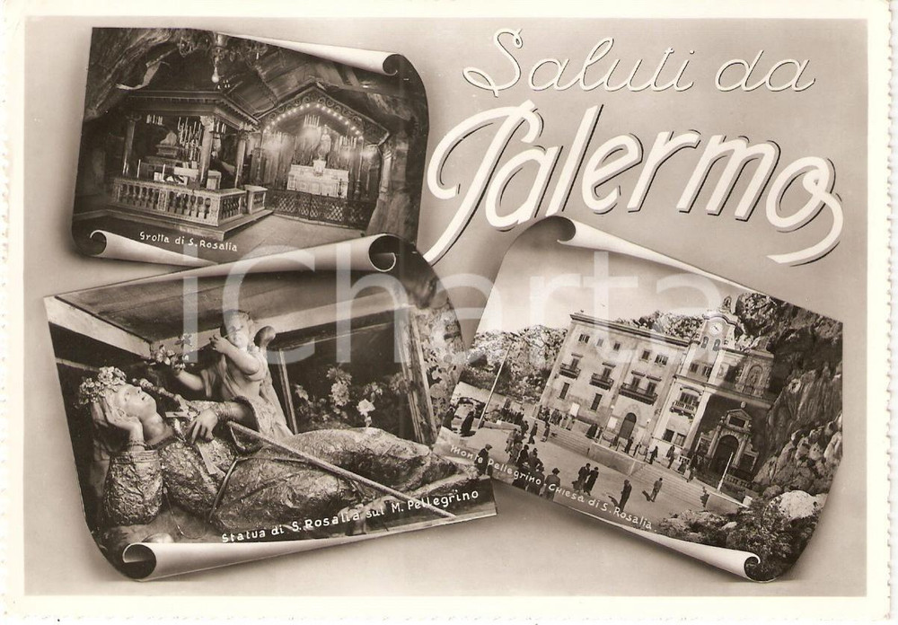 Cartolina originale da collezione 1950 ca PALERMO Monte Pellegrino Santuario  di SANTA ROSALIA Vedutine Cartolina 1