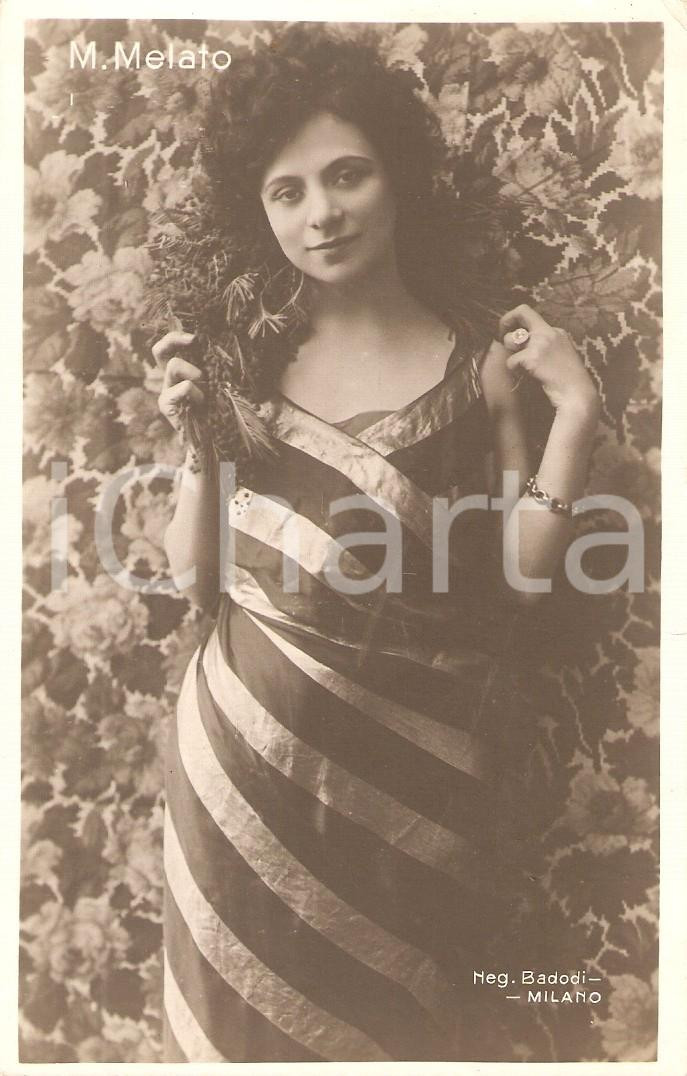 Cartolina originale da collezione 1925 ca CINEMA Attrice Maria MELATO Ritratto con vestito a righe Cartolina FP 1