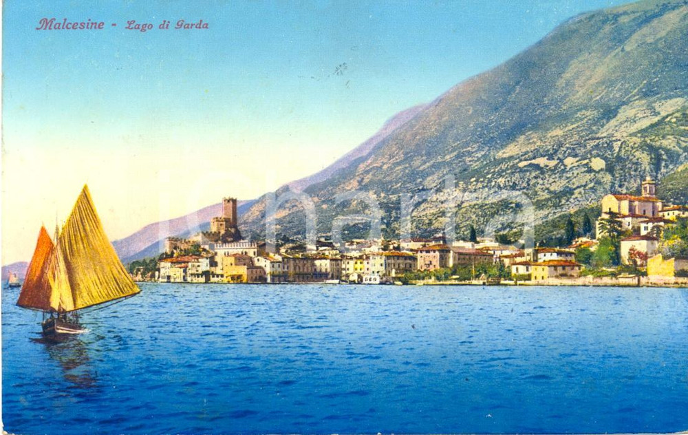 Cartolina originale da collezione 1928 MALCESINE VR Panorama dal Lago di GARDA Cartolina ANIMATA FP VG 1