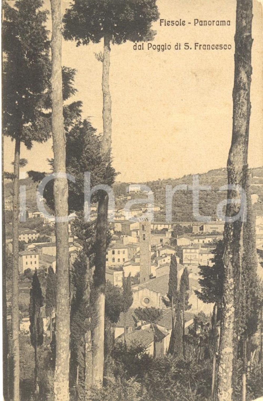 Cartolina originale da collezione 1920 ca FIESOLE (FI) Panorama dal Poggio di SAN FRANCESCO *Cartolina FP NV 1
