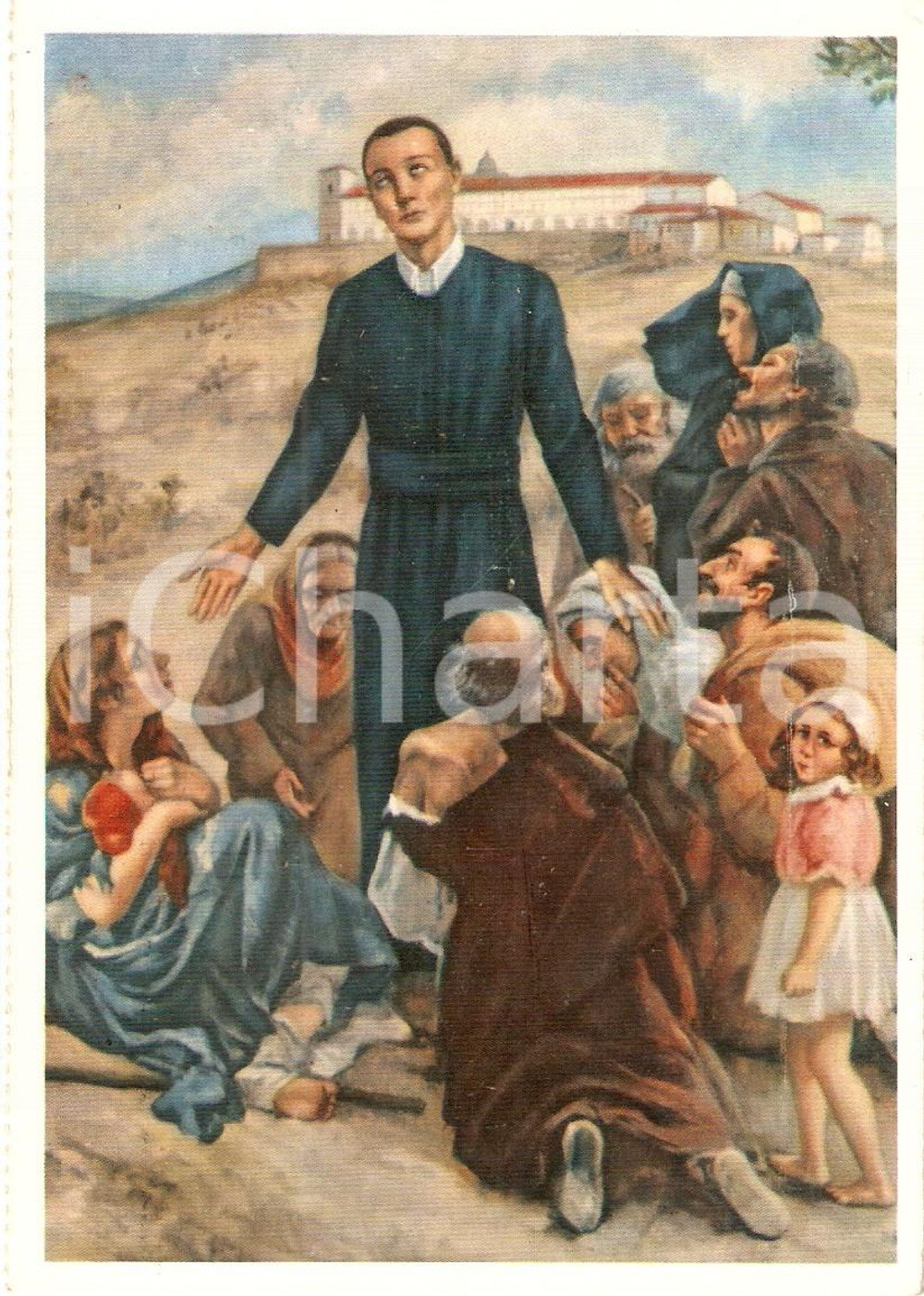 Cartolina originale da collezione 1950 ca CAPOSELE Fraz. MATERDOMINI San Gerardo MAIELLA soccorre poveri Cartolina 1