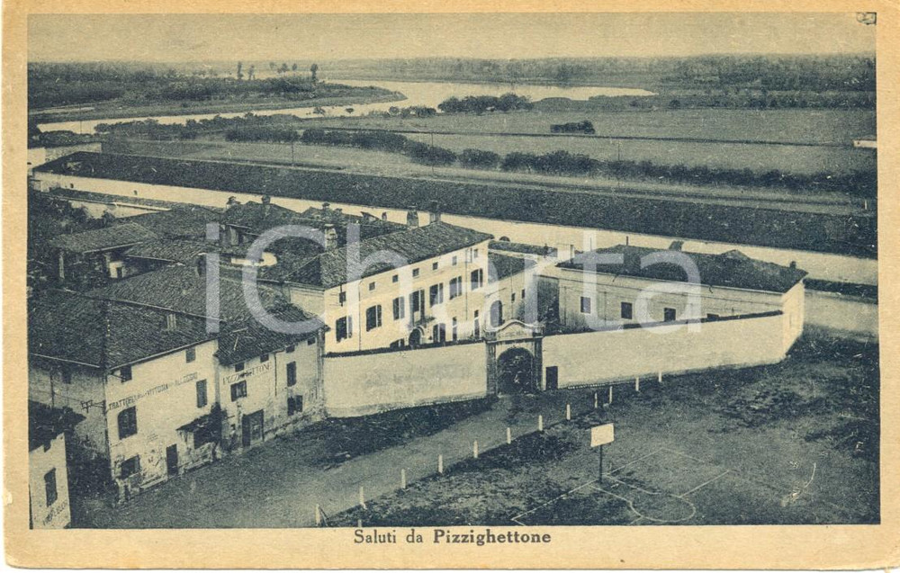 Cartolina originale da collezione 1925 PIZZIGHETTONE (CR) Reclusorio Militare Trattoria VITTORIA *Cartolina FP NV 1