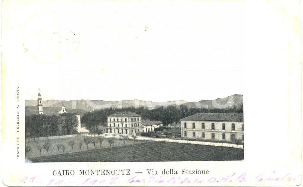 Cartolina originale da collezione 1902 CAIRO MONTENOTTE (SV) La via della stazione *Cartolina FP VG 1