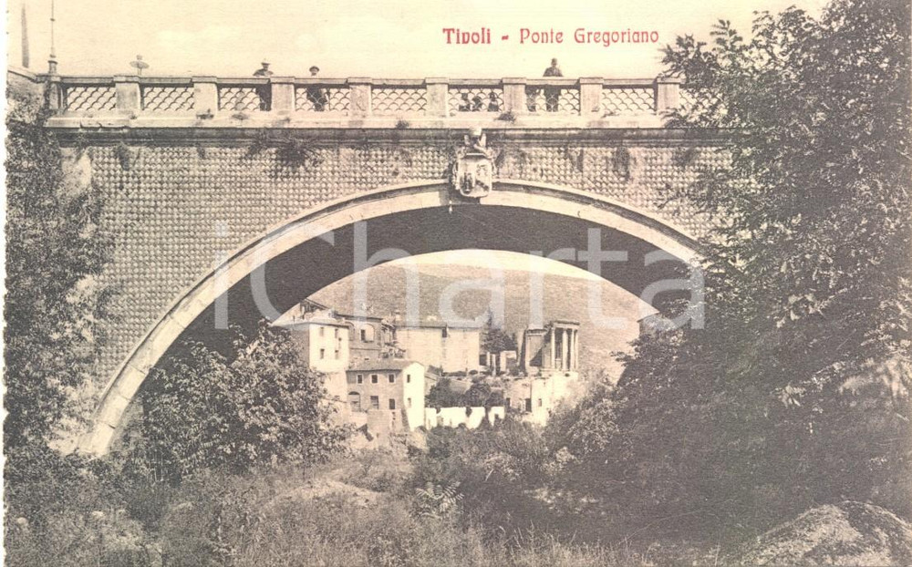 Cartolina originale da collezione 1930 ca TIVOLI RM Il Ponte GREGORIANO Cartolina ANIMATA FP NV 1
