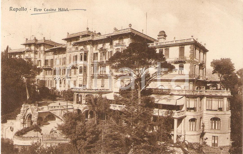 Cartolina originale da collezione 1924 RAPALLO GE Hotel New Casino  Veduta generale Cartolina FP VG 1