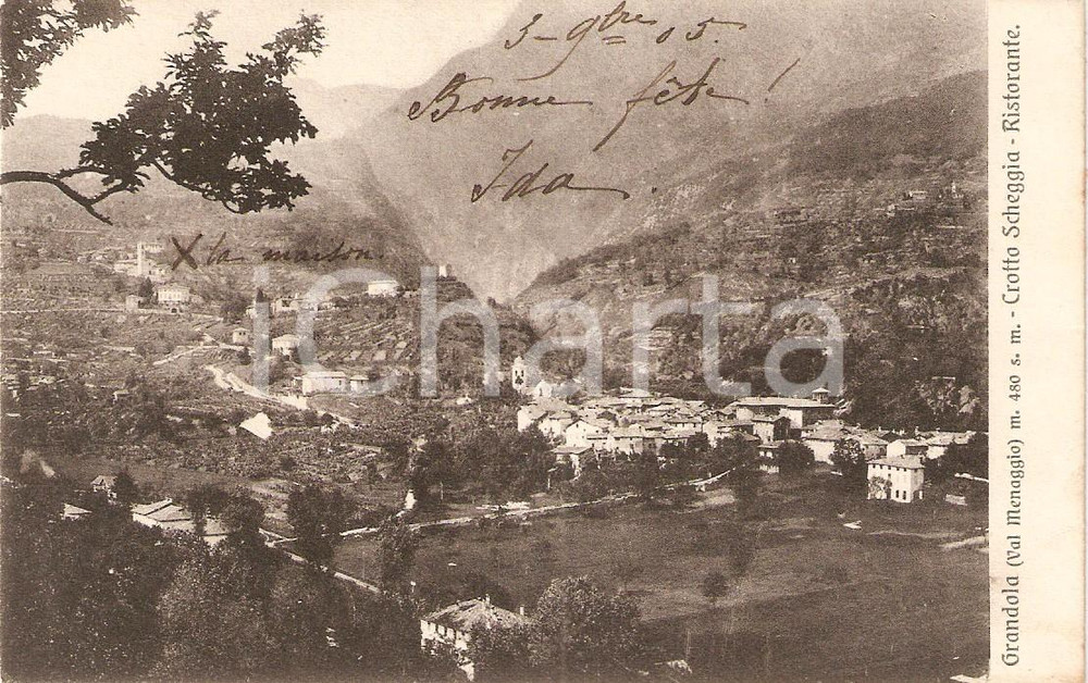 Cartolina originale da collezione 1905 GRANDOLA ED UNITI (CO) Panortama Ristorante CROTTO SCHEGGIA Cartolina FP VG 1