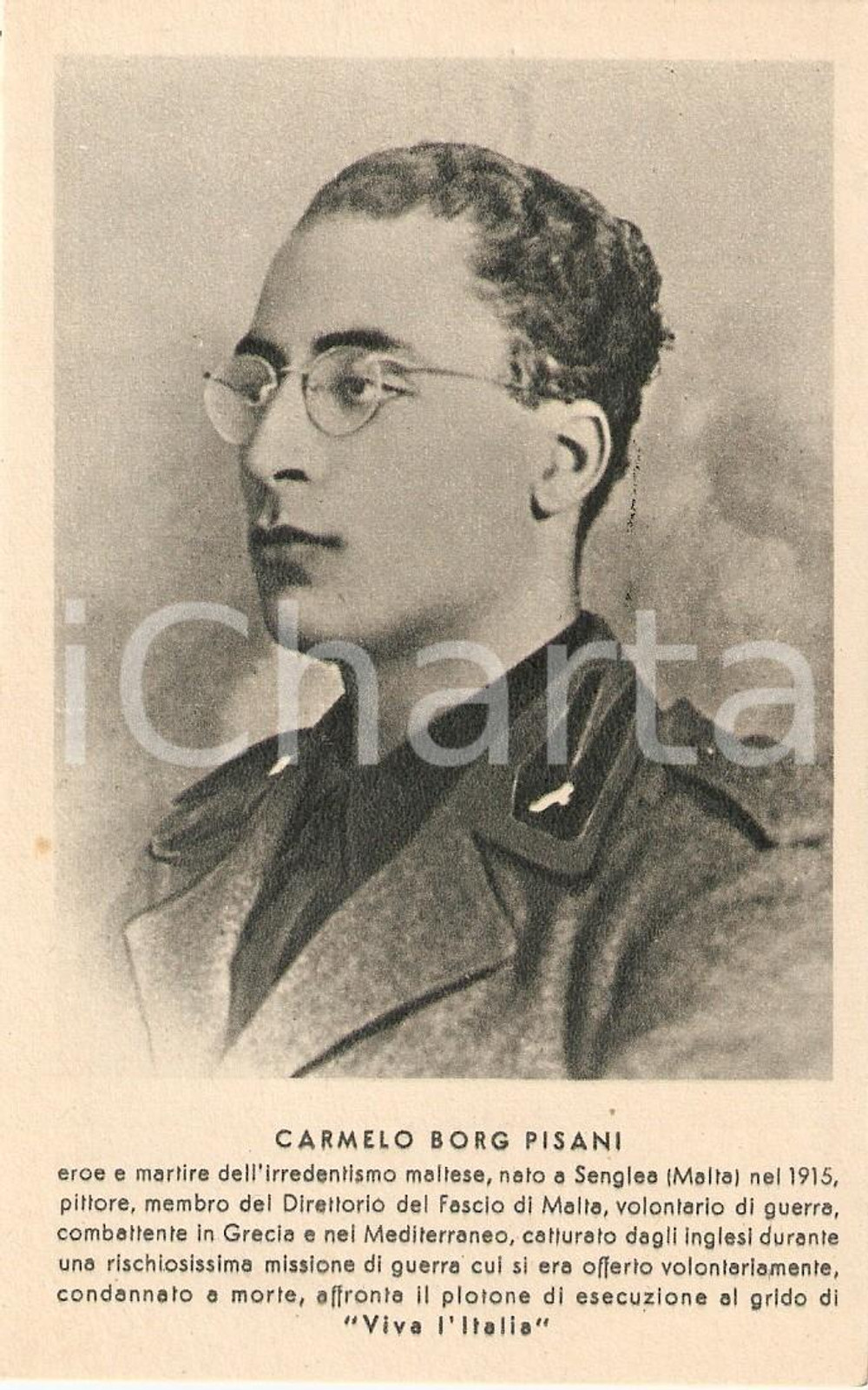 Cartolina originale da collezione 1943 ROMA Carmelo BORG PISANI irredentista maltese *Cartolina (1) 1