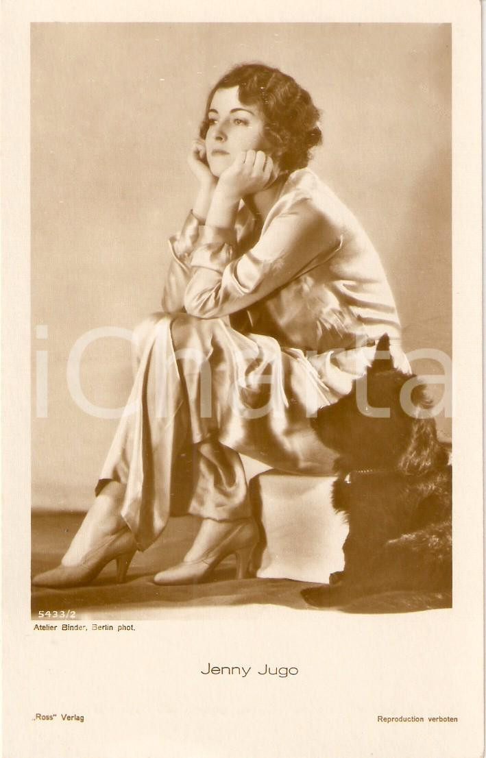 Fotografia d epoca originale 1930 ca CINEMA Actress Jenny JUGO Portrait with dog Cartolina 1