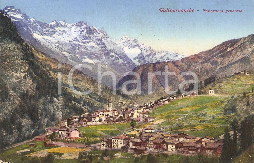 Cartolina originale da collezione 1927 VALTOURNENCHE AO Panorama generale della valle Cartolina FP VG 1